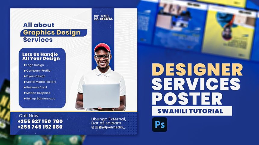 How To DESIGN A NICE LOOKING Graphics Design Services Promotion Poster in Photoshop