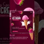 🍓strawberry Ice-cream Social Media Post Design in Photoshop