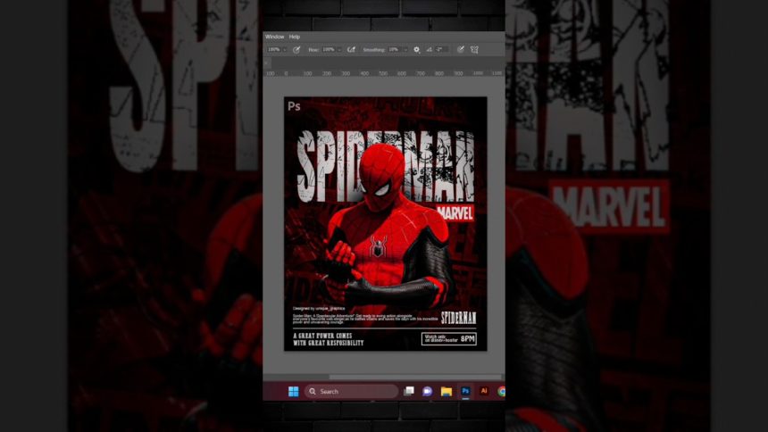 spiderman🕸️movie poster design✨|#photoshop #graphicdesign #marvel #poster #spiderman #shorts #movie