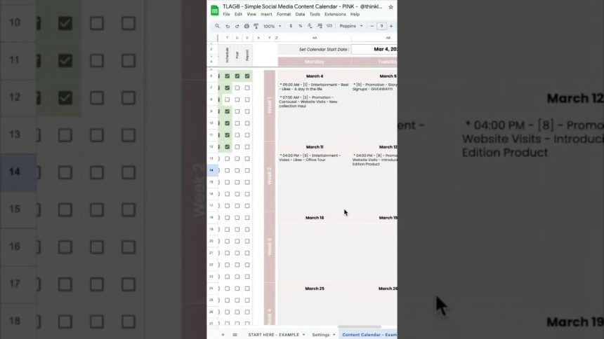Plan your Social Media Content using a Google Sheets Spreadsheet #socialmedia #socialmediamanager
